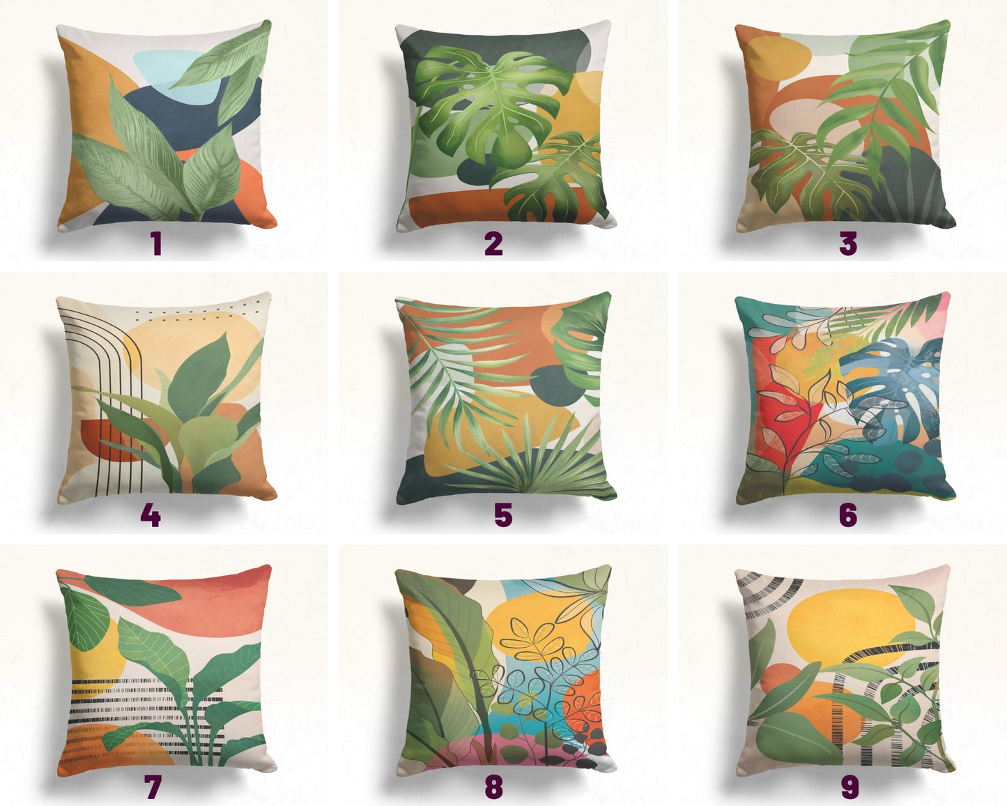 Abstract Monstera Cushion Cover Boho Flower Cushion Case