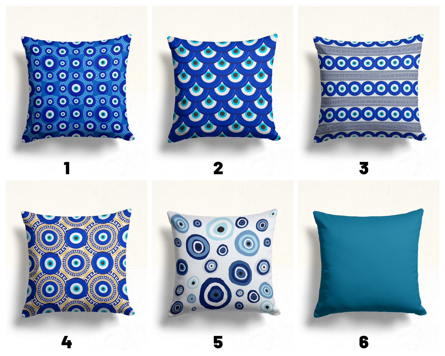 Blue Evil Eye & Bead Decorative Cushion Cover