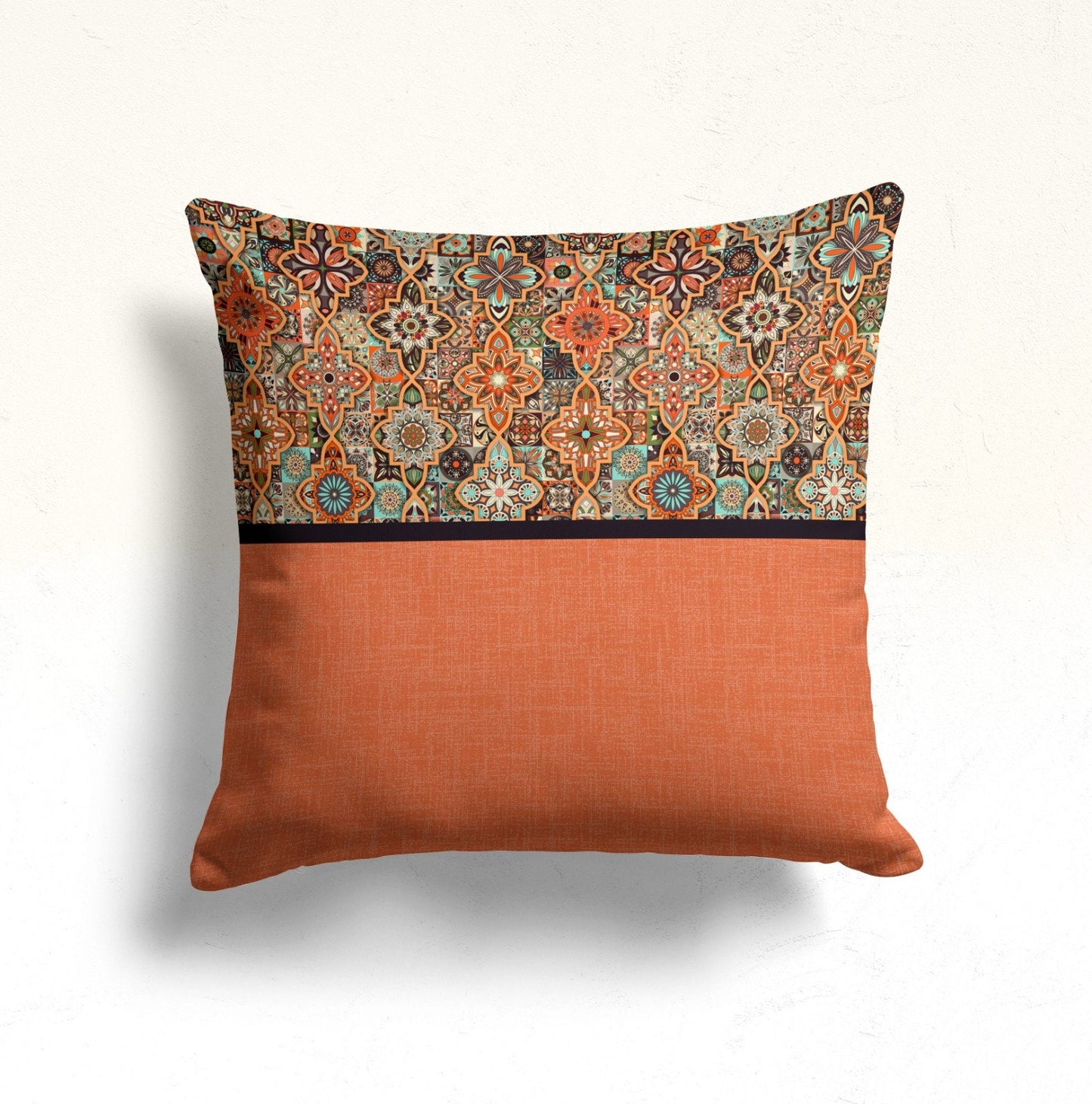 Retro Terracotta Mid Century Modern Geometric Cushion Cover