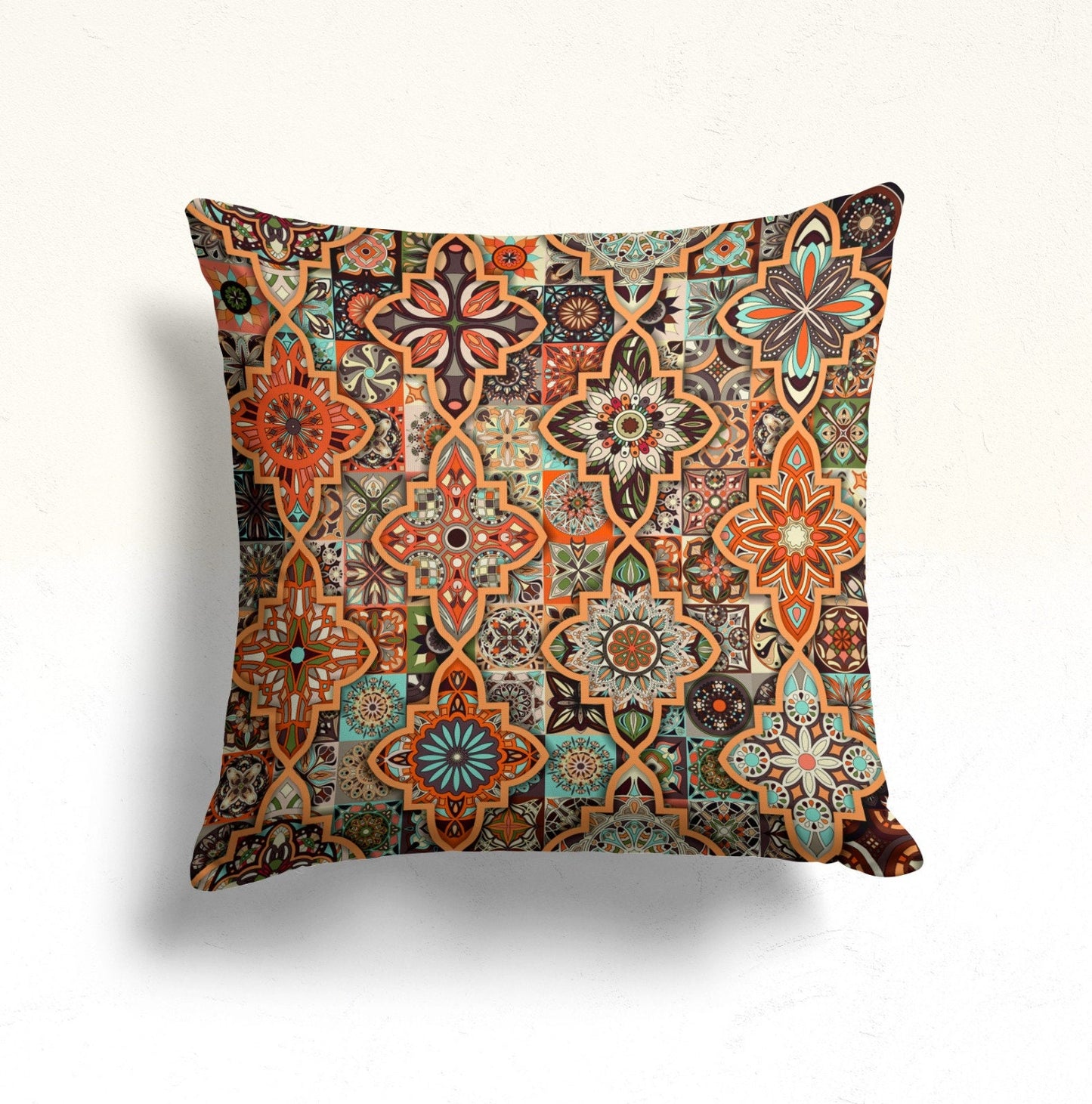 Retro Terracotta Mid Century Modern Geometric Cushion Cover