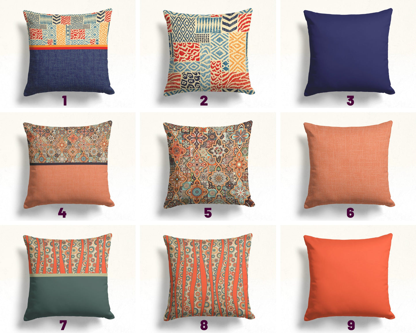 Retro Terracotta Mid Century Modern Geometric Cushion Cover