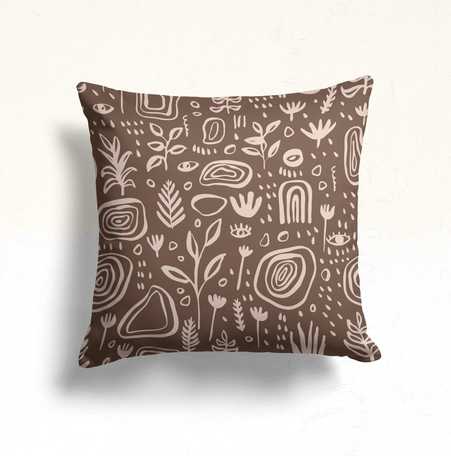 Terracotta Floral Abstract Mid Century Modern Cushion Cover