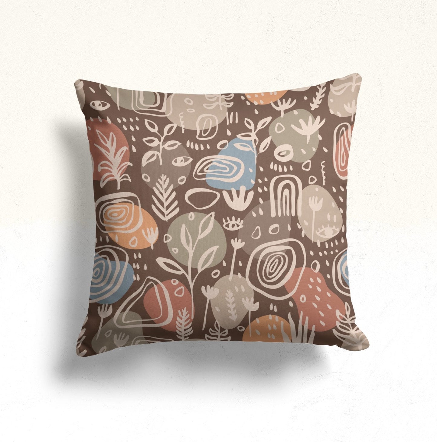 Terracotta Floral Abstract Mid Century Modern Cushion Cover