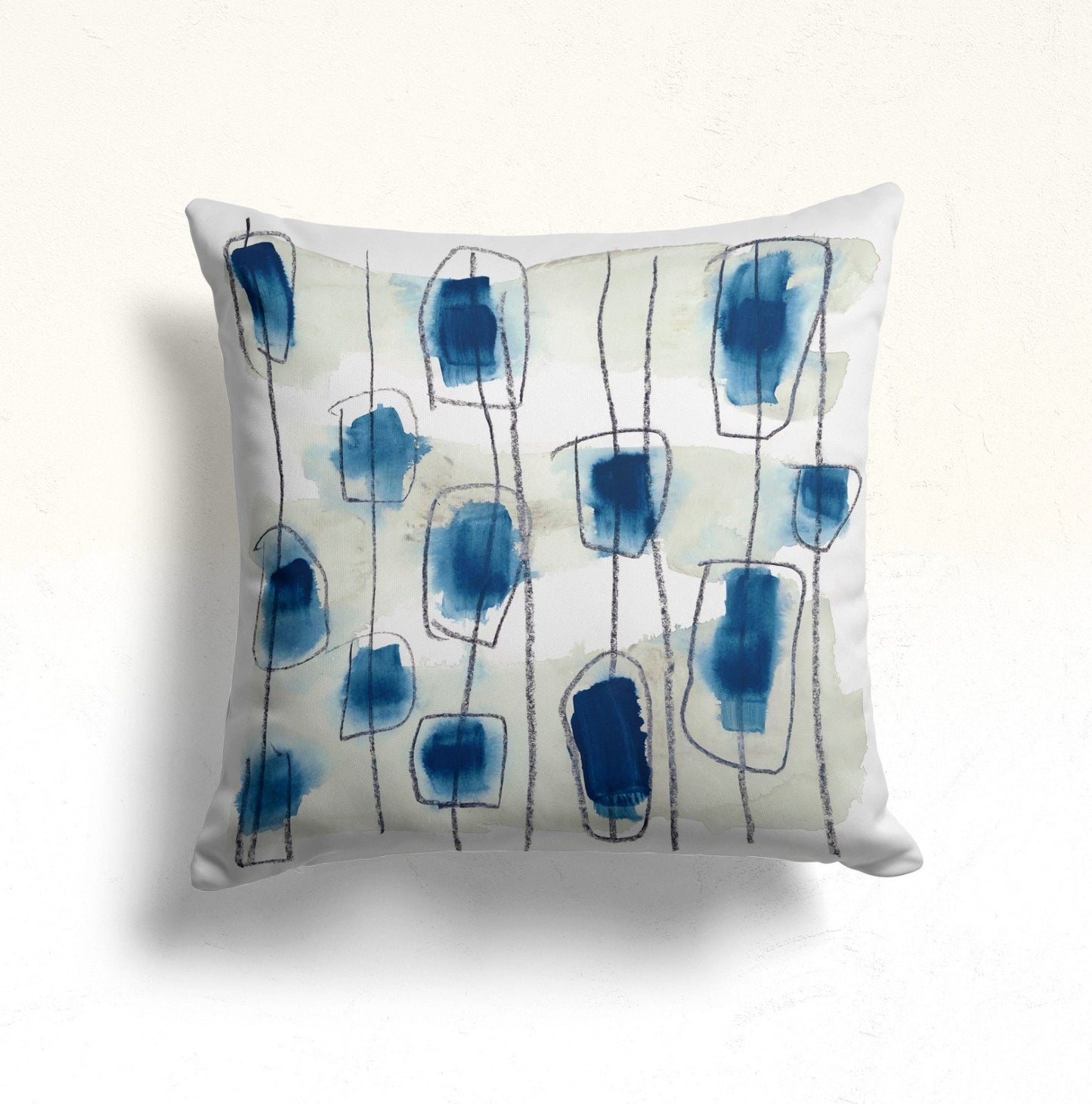 Blue Modern Paint Effect Cushion Cover