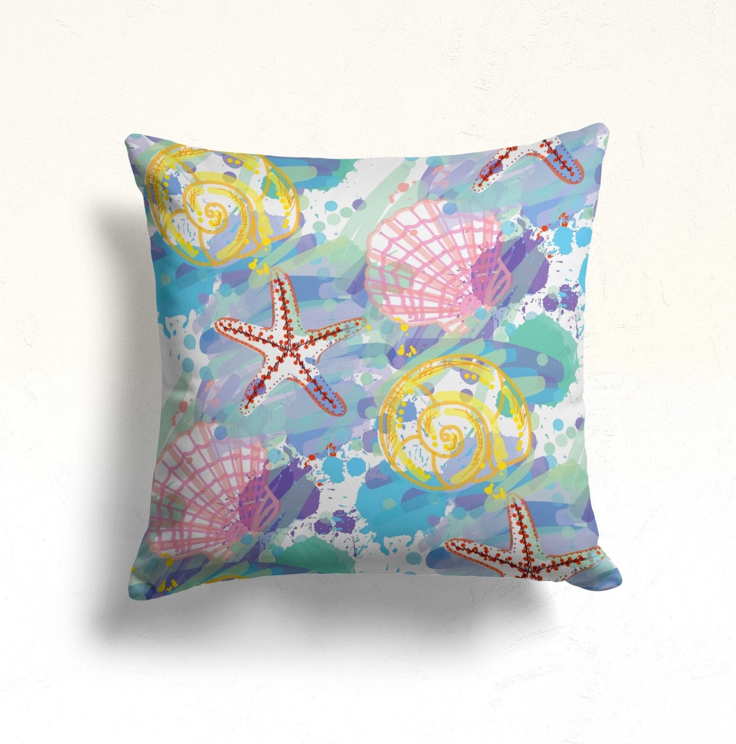 Blue Sea Pattern Coastal Nautical Cushion Cover