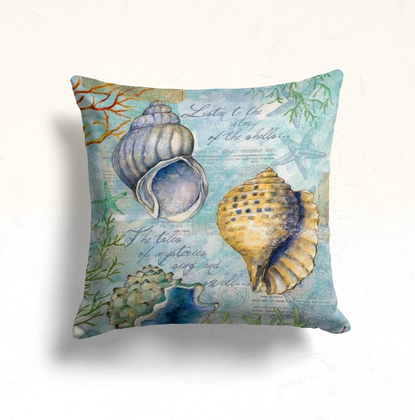 Blue Sea Pattern Coastal Nautical Cushion Cover