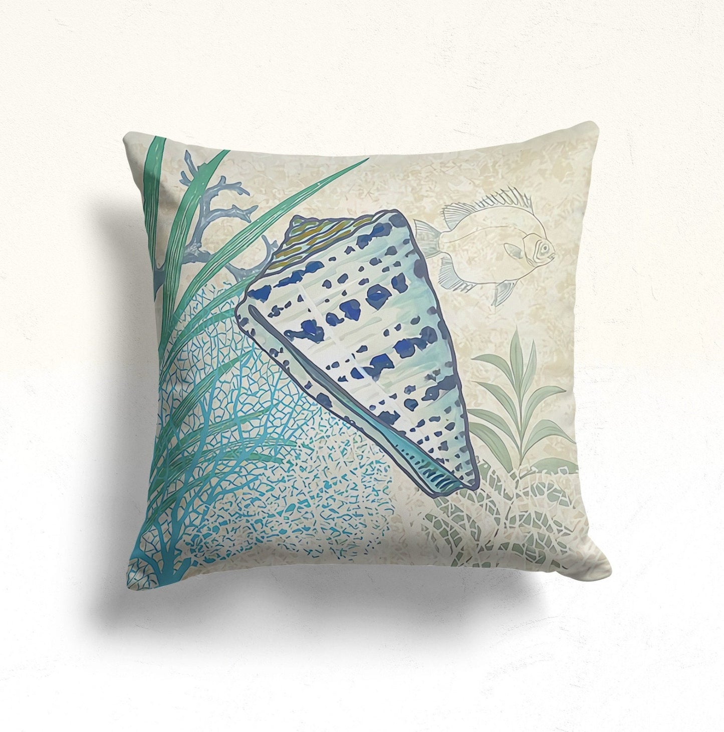 Blue Sea Pattern Coastal Nautical Cushion Cover