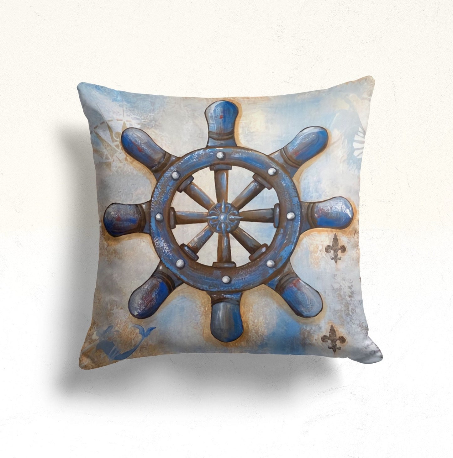 Blue Sea Pattern Coastal Nautical Cushion Cover