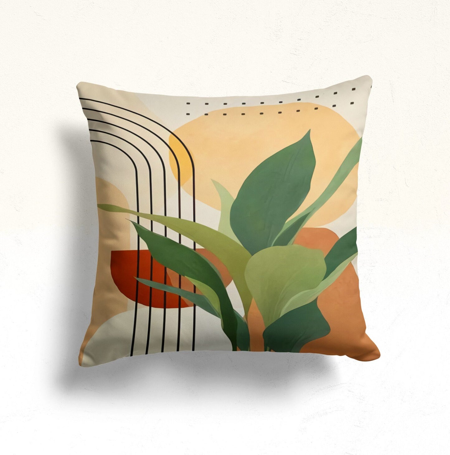 Abstract Monstera Cushion Cover Boho Flower Cushion Case