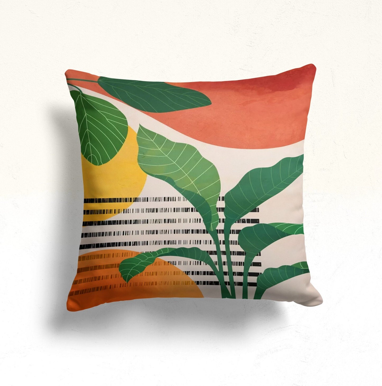 Abstract Monstera Cushion Cover Boho Flower Cushion Case