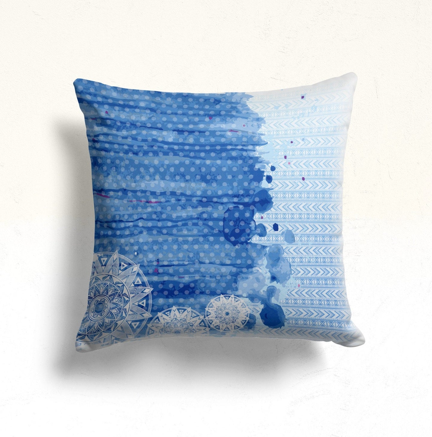 Blue Modern Paint Effect Cushion Cover