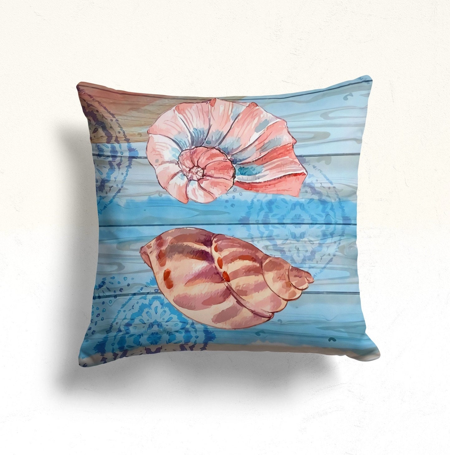 Blue Sea Pattern Coastal Nautical Cushion Cover