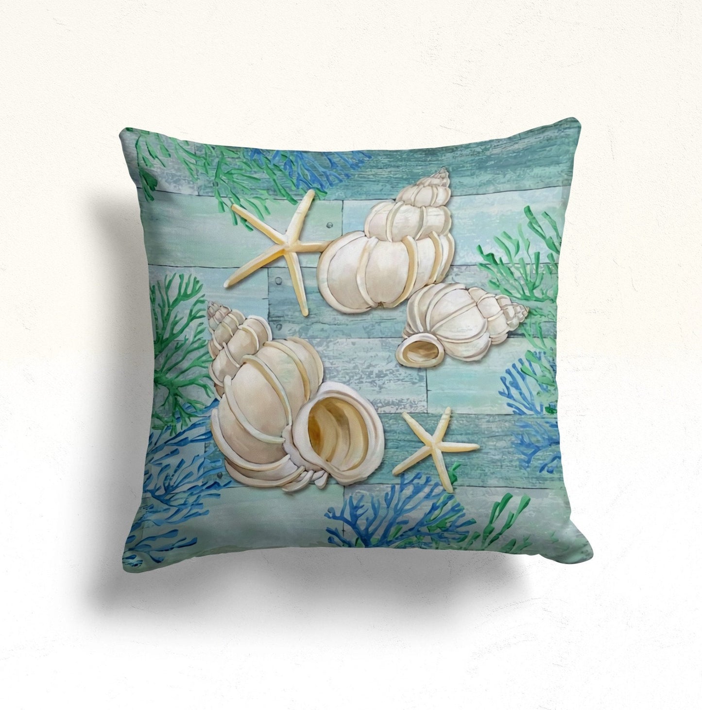 Blue Sea Pattern Coastal Nautical Cushion Cover