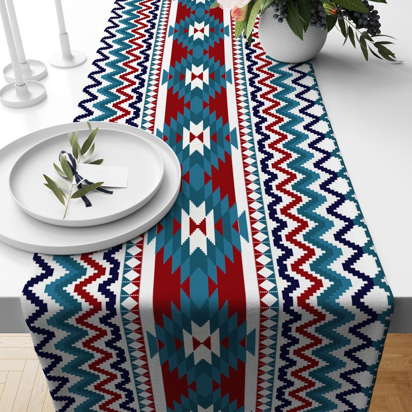 Turkish Kilim Table Runner Authentic Ethnic Table Decoration