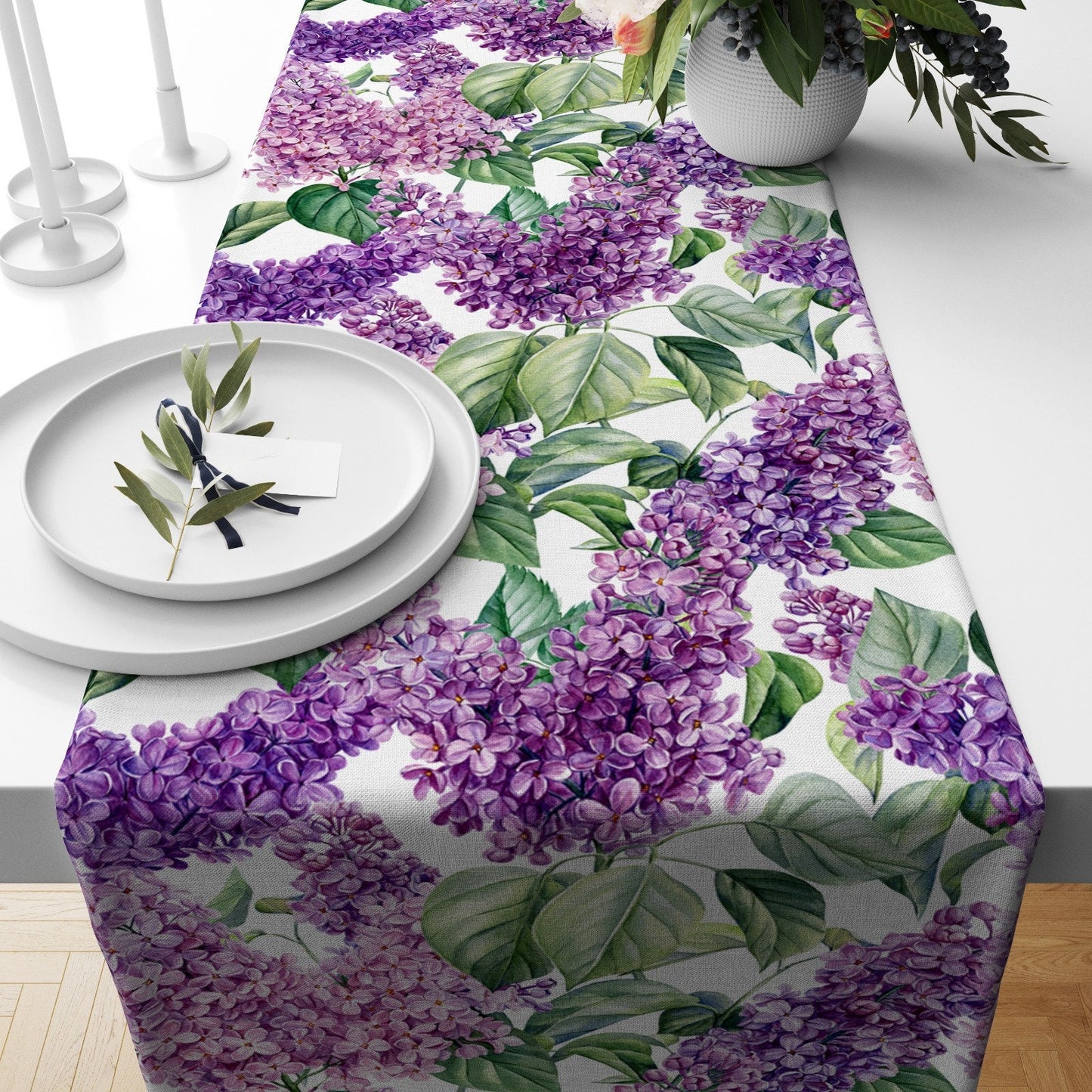 Floral Lavender Tapestry Pattern Table Runner