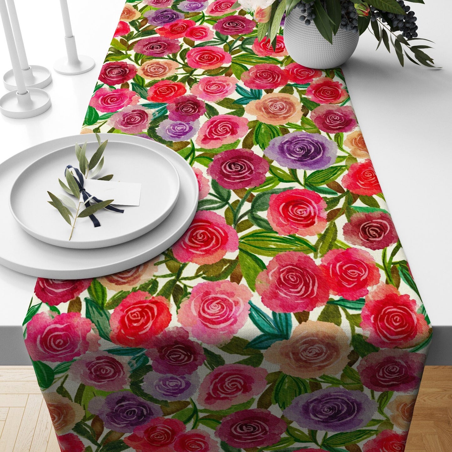 Floral Lavender Tapestry Pattern Table Runner