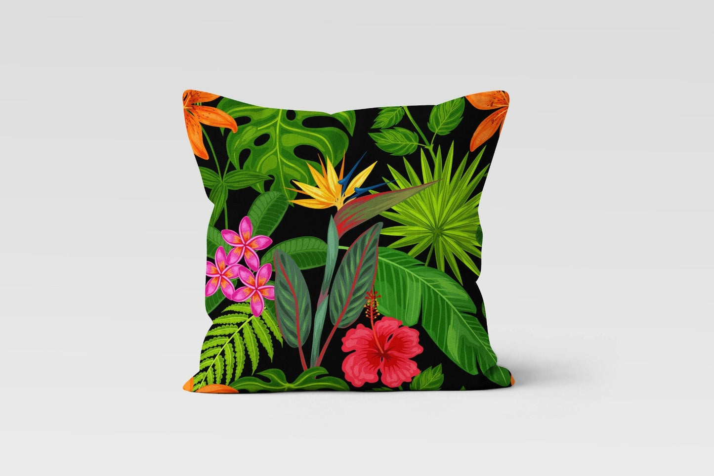 Tropical Green Palm Leaves Monstera Cushion Cover