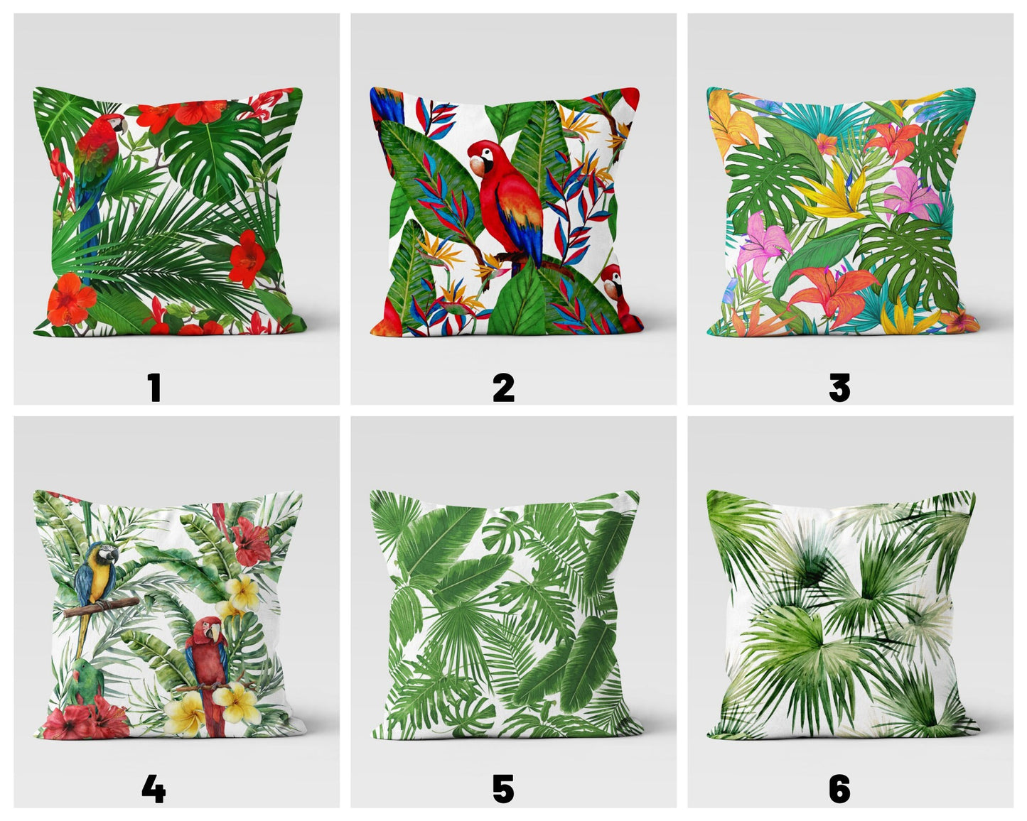 Palm Leaves Monstera & Parrot Botanical Cushion Covers
