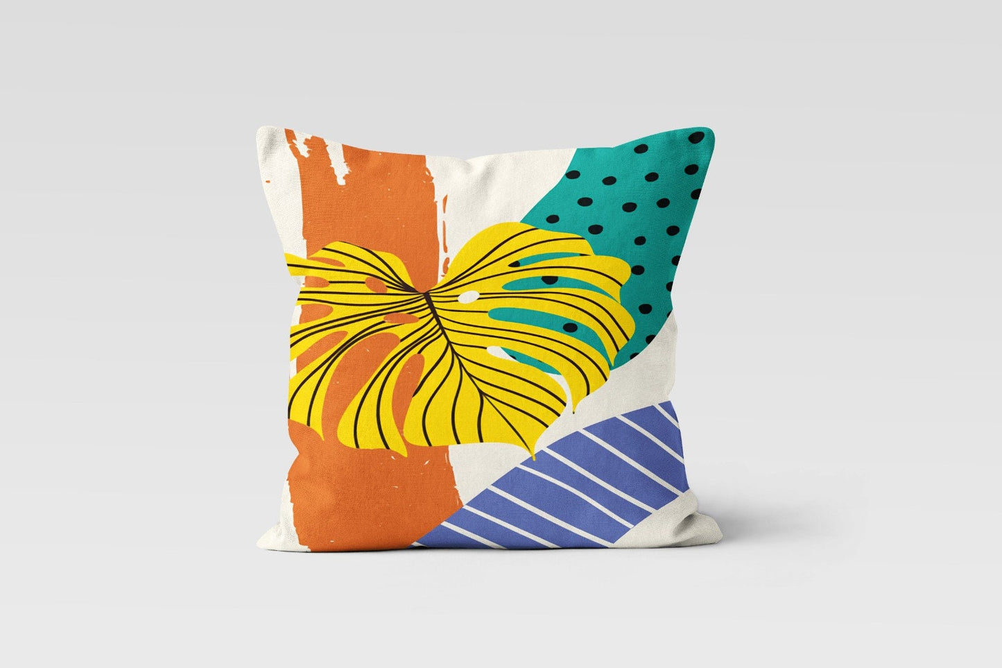 Colorful Minimalist Palm Leaves Cushion Cover