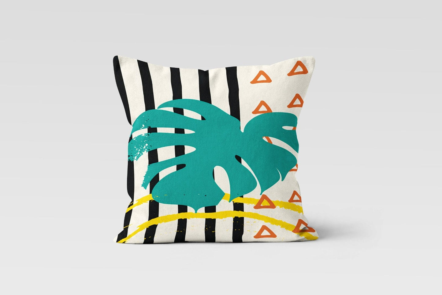 Colorful Minimalist Palm Leaves Cushion Cover