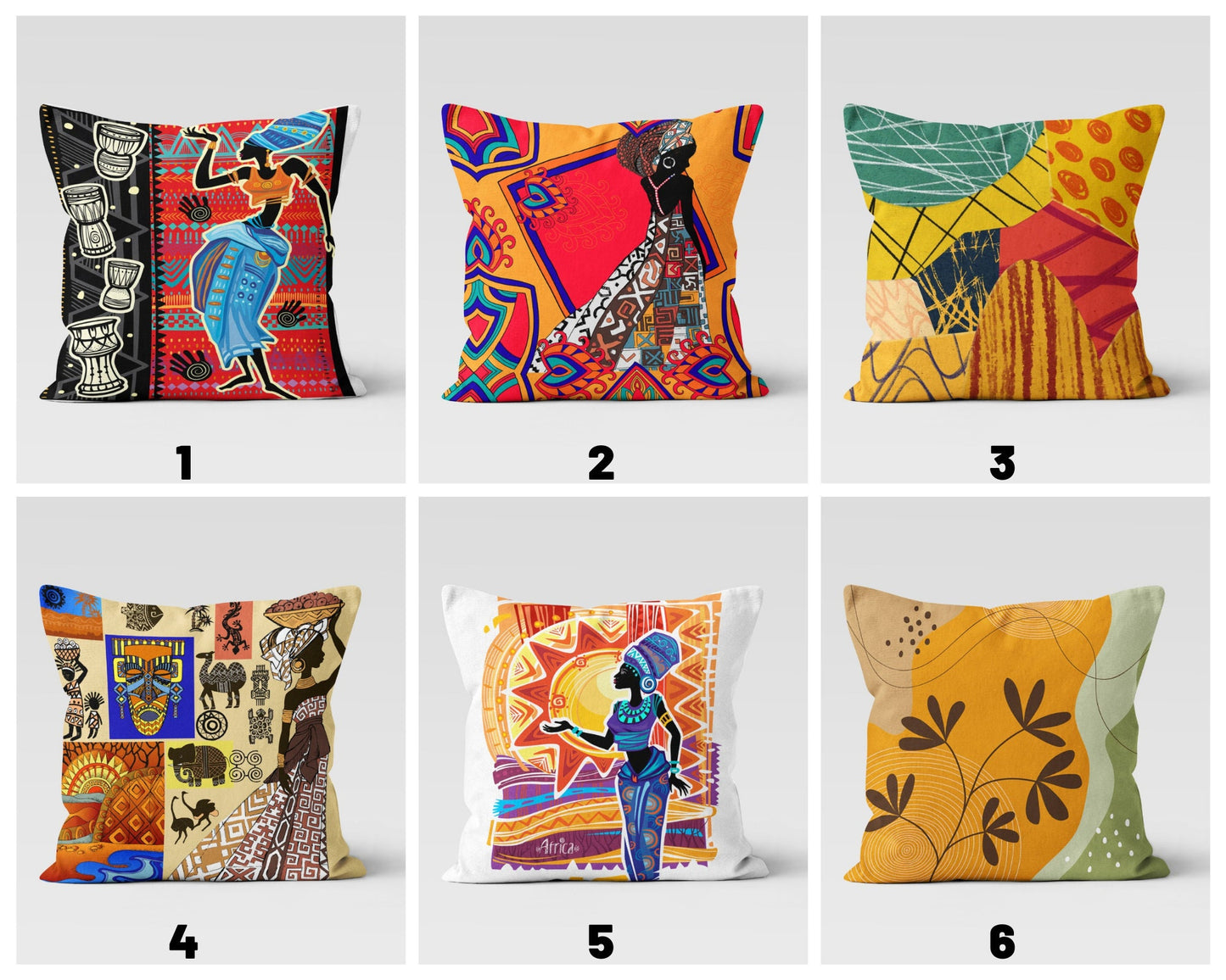 African Dance Cushion Cover Authentic Motif Ethnic Cushion Case