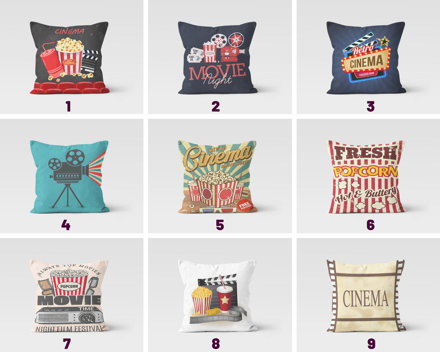 Cinema Movie Night Film Themed Home Theatre Cushion Cover
