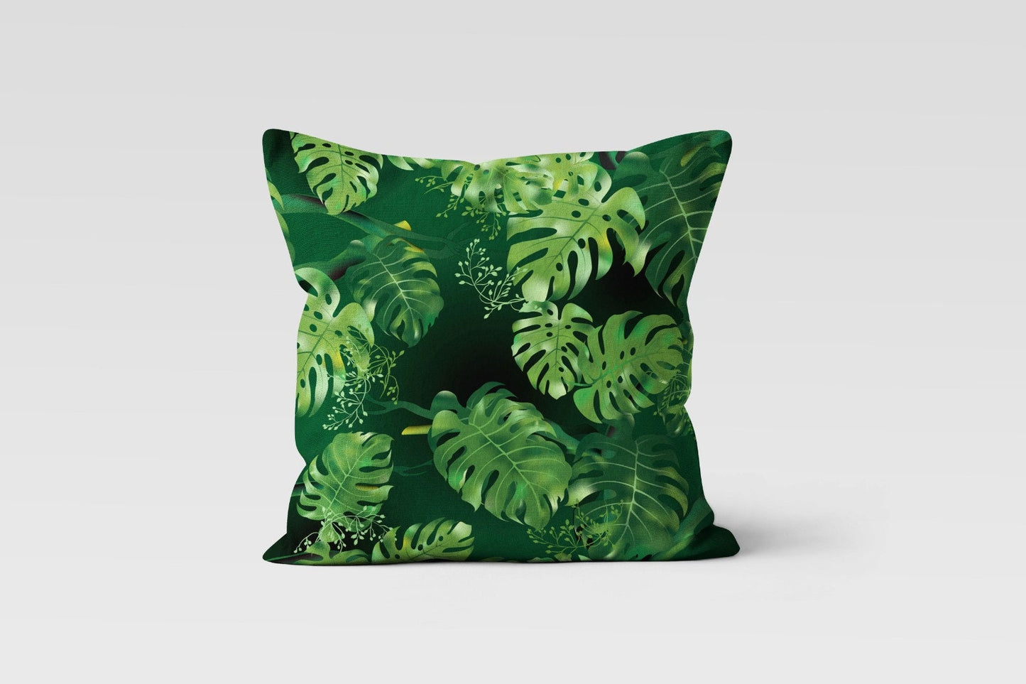 Tropical Green Palm Leaves Monstera Cushion Cover