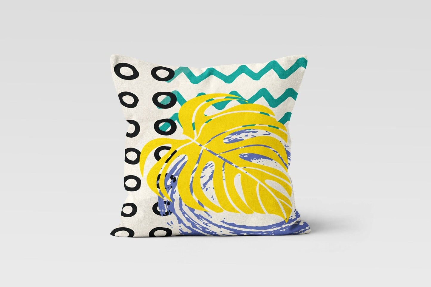 Colorful Minimalist Palm Leaves Cushion Cover