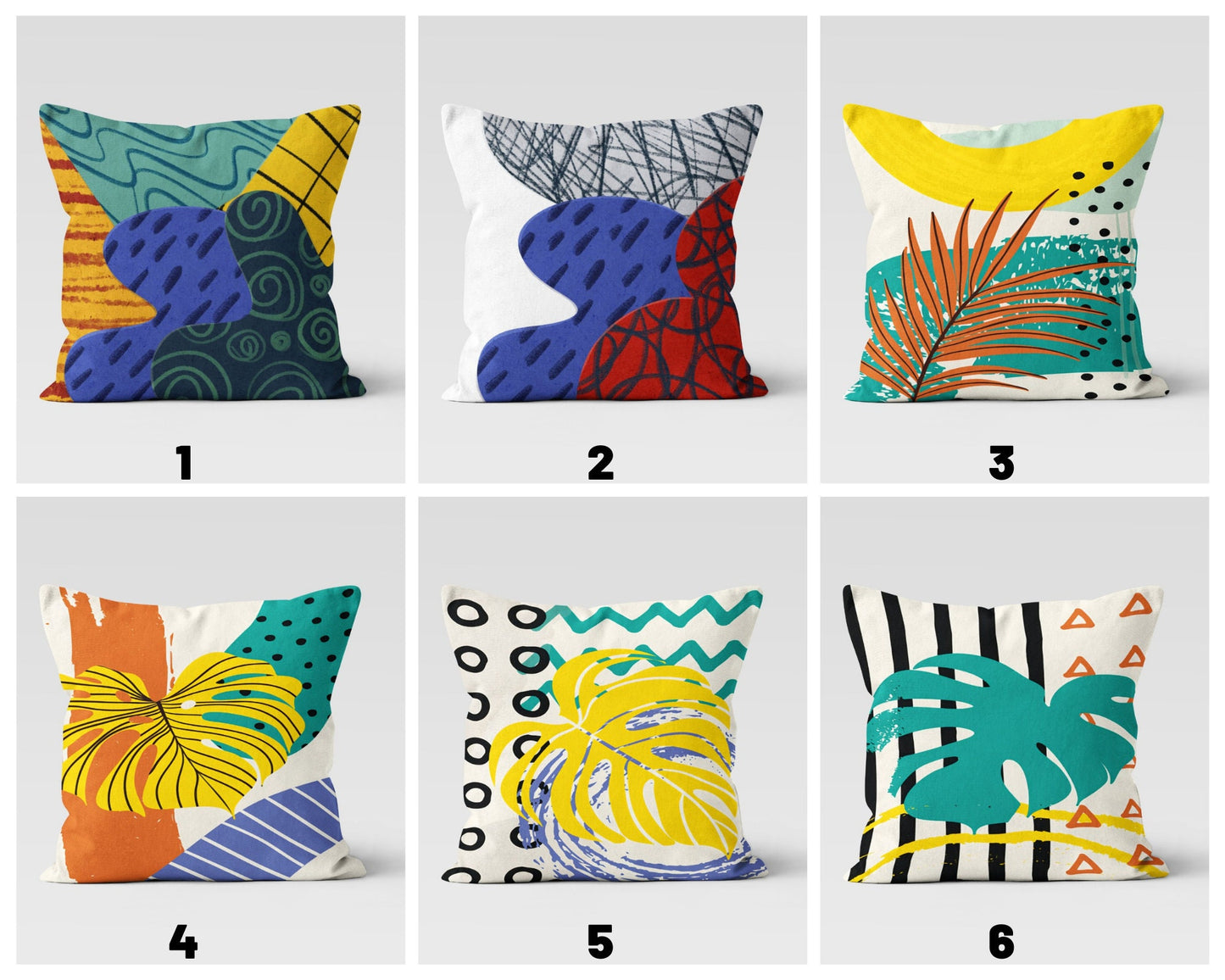 Colorful Minimalist Palm Leaves Cushion Cover