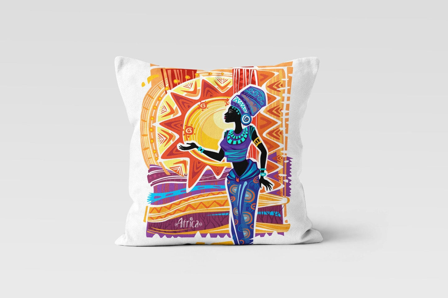 African Dance Cushion Cover Authentic Motif Ethnic Cushion Case