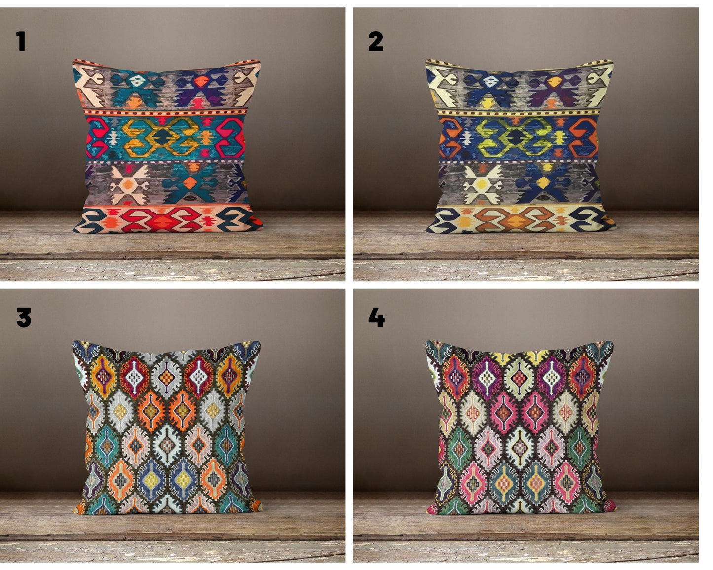 Ethnic Tribal Kilim Cushion Cover, Intricate Geometric Pattern
