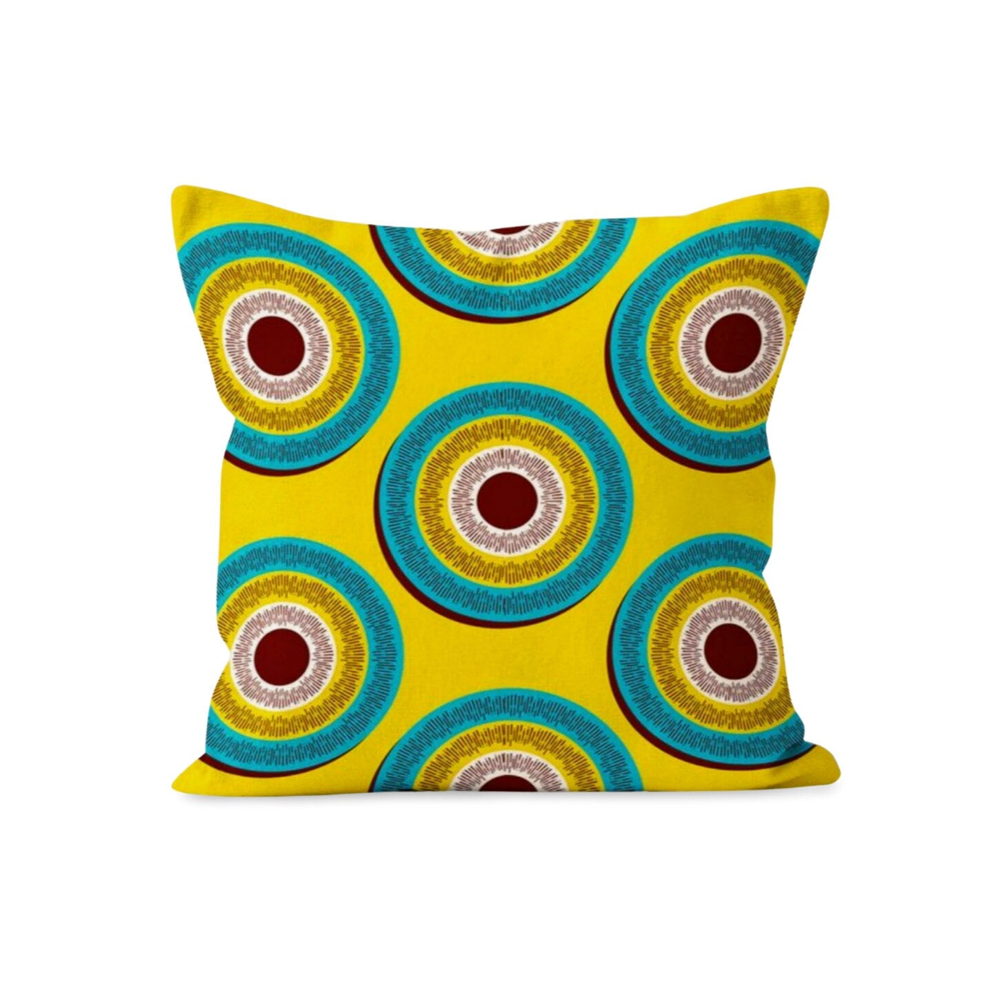 Ethnic Style Yellow Turquoise African Mandala Cushion Cover