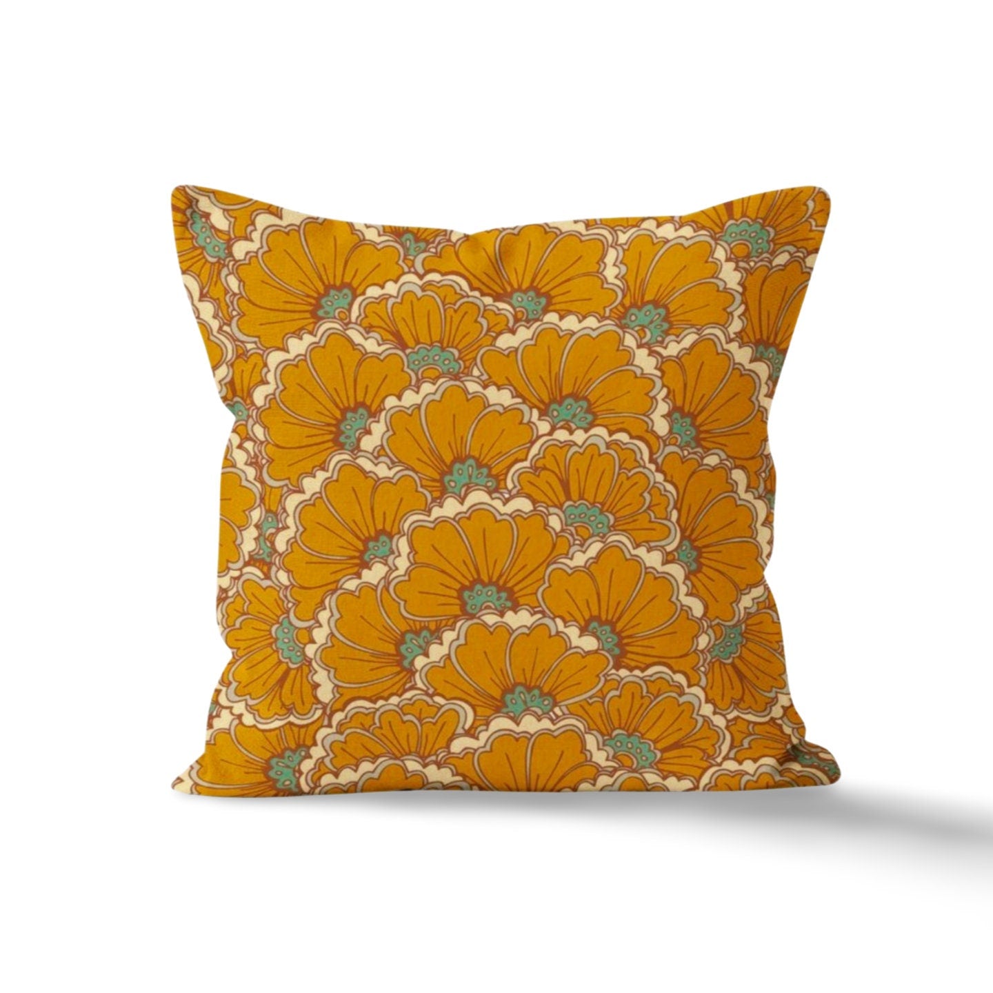 Bold Autumn Botanical Cushion Cover, Vintage Floral Pop Design