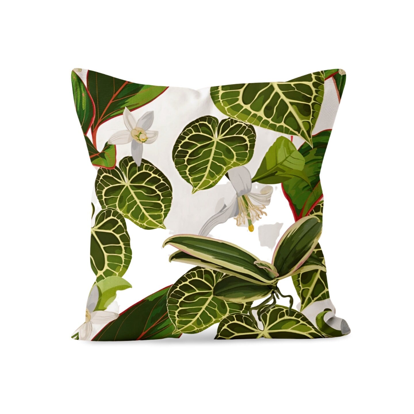 Botanical Green Palm Leaves Monstera Cushion Cover