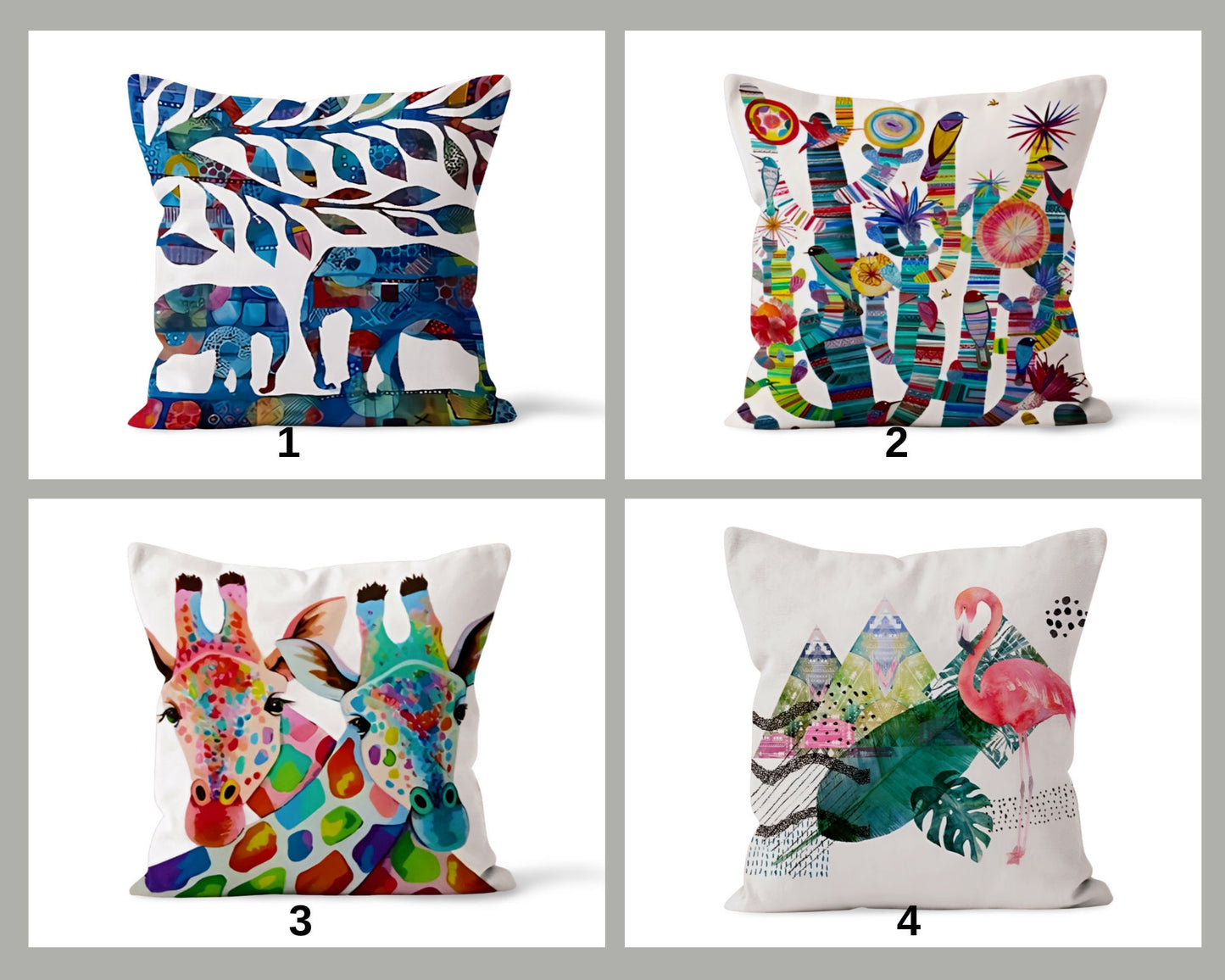 African Style Cushion Cover Colourful Safari Animal Cushion Case