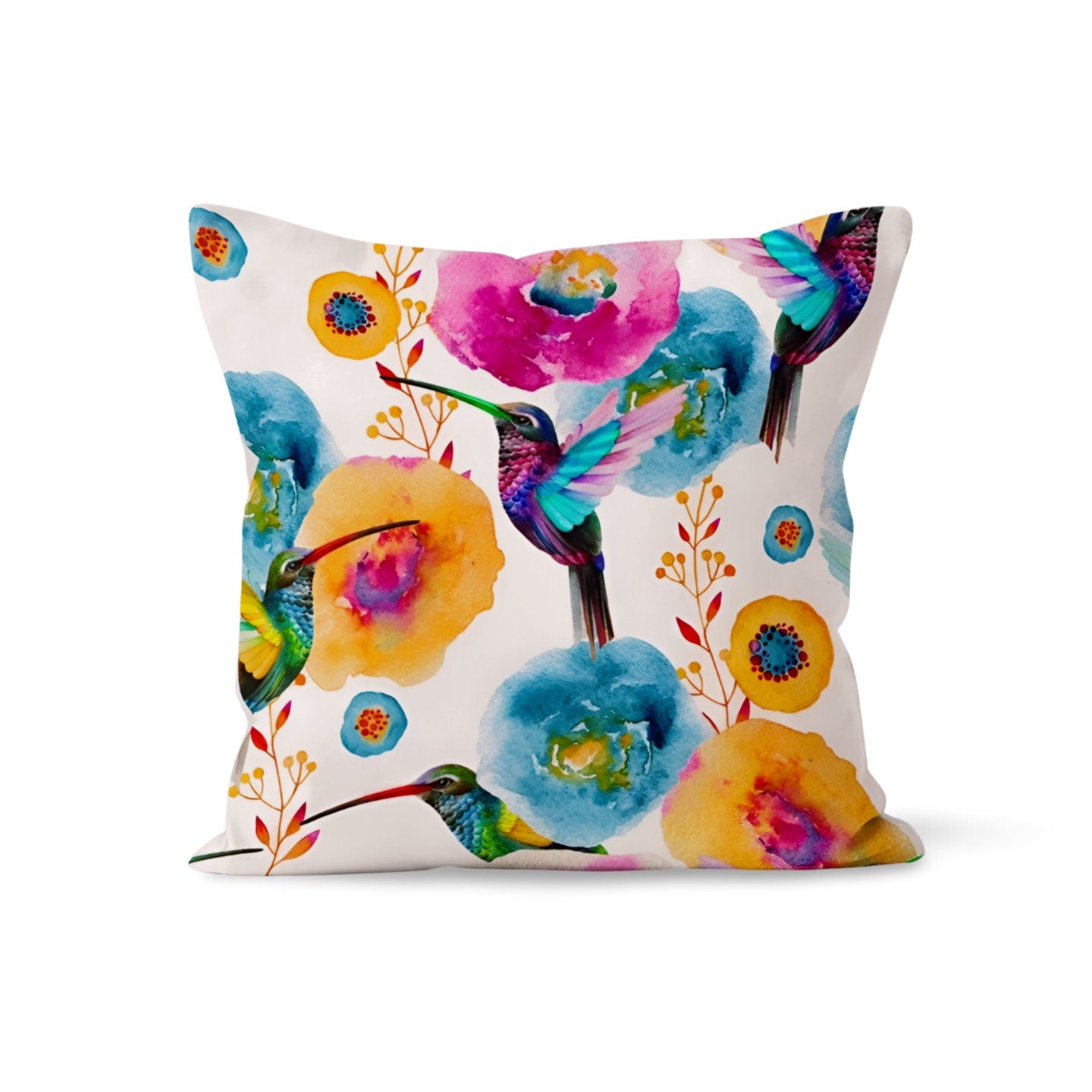 Tropical Vibes Turquoise Feather Flamingo Cushion Cover