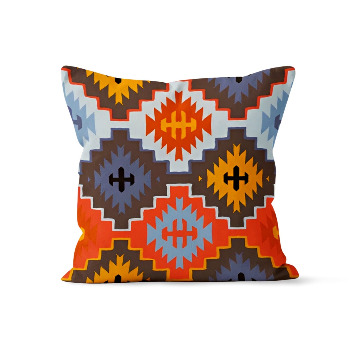 Southwestern Turkish Rug Kilim Pattern Printed Cushion Cover