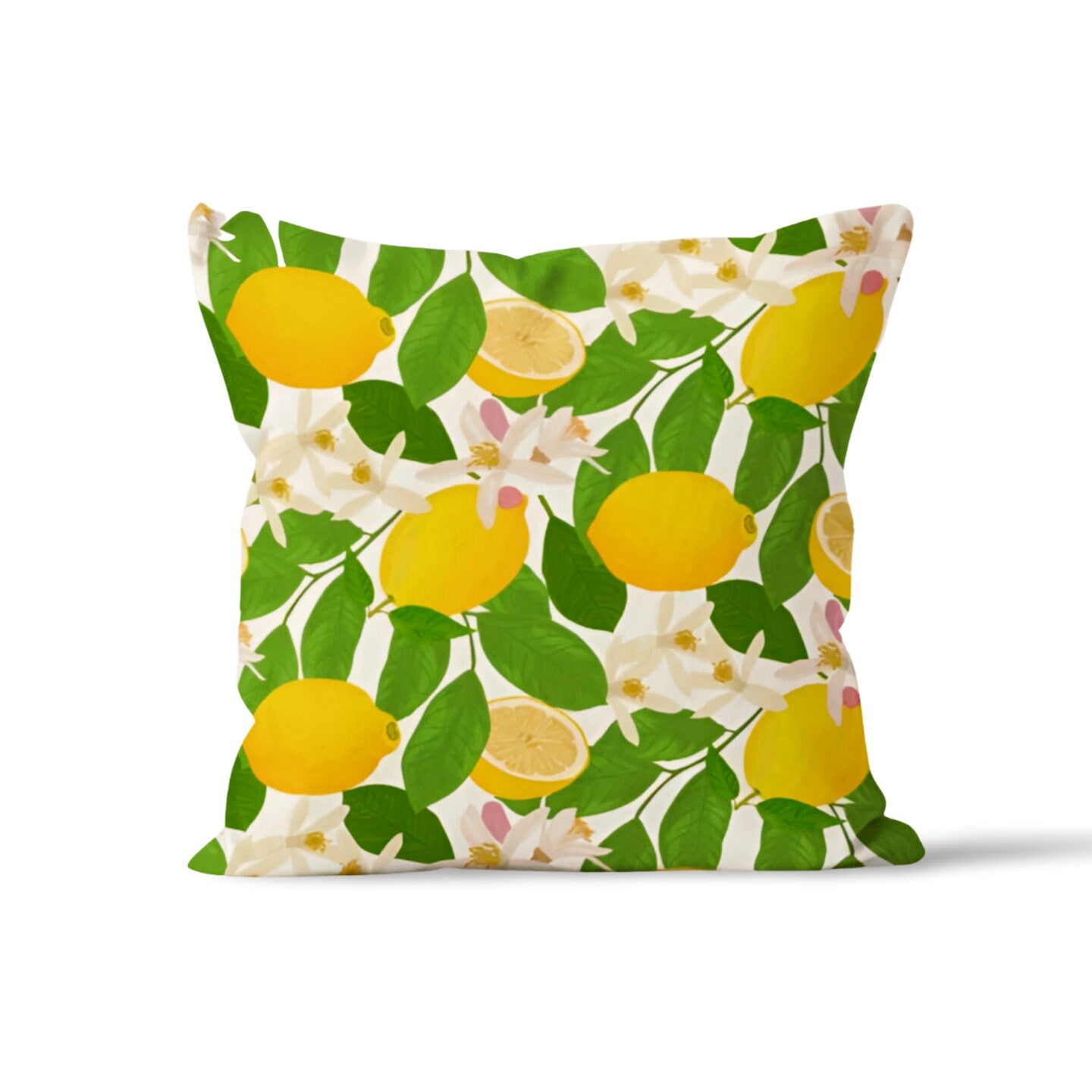 Yellow Lemons Cushion Cover, Crabs Nautical Summer Home Decor