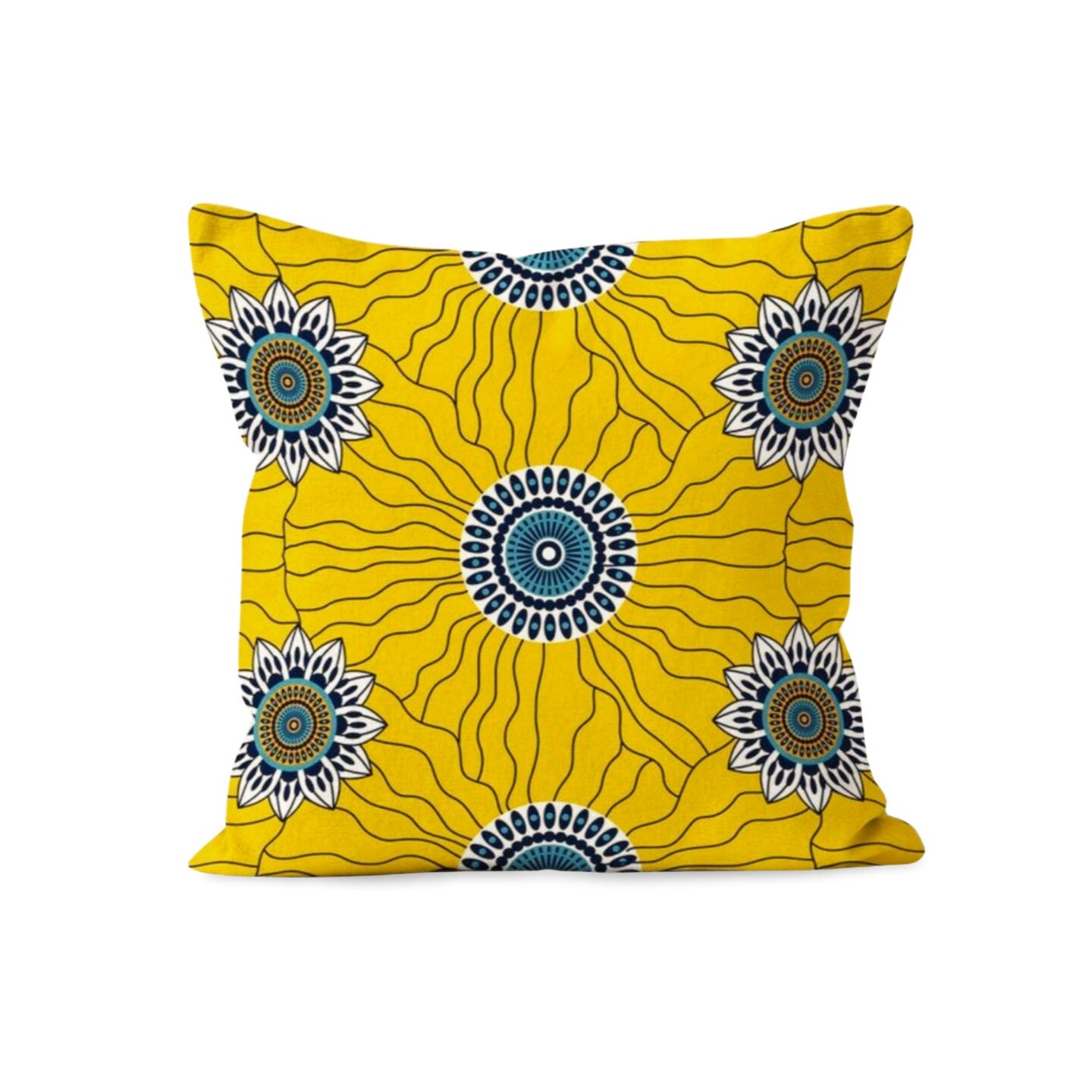 Ethnic Style Yellow Turquoise African Mandala Cushion Cover