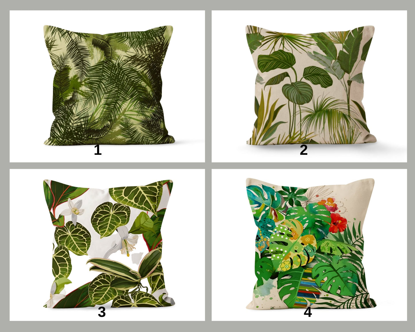 Botanical Green Palm Leaves Monstera Cushion Cover