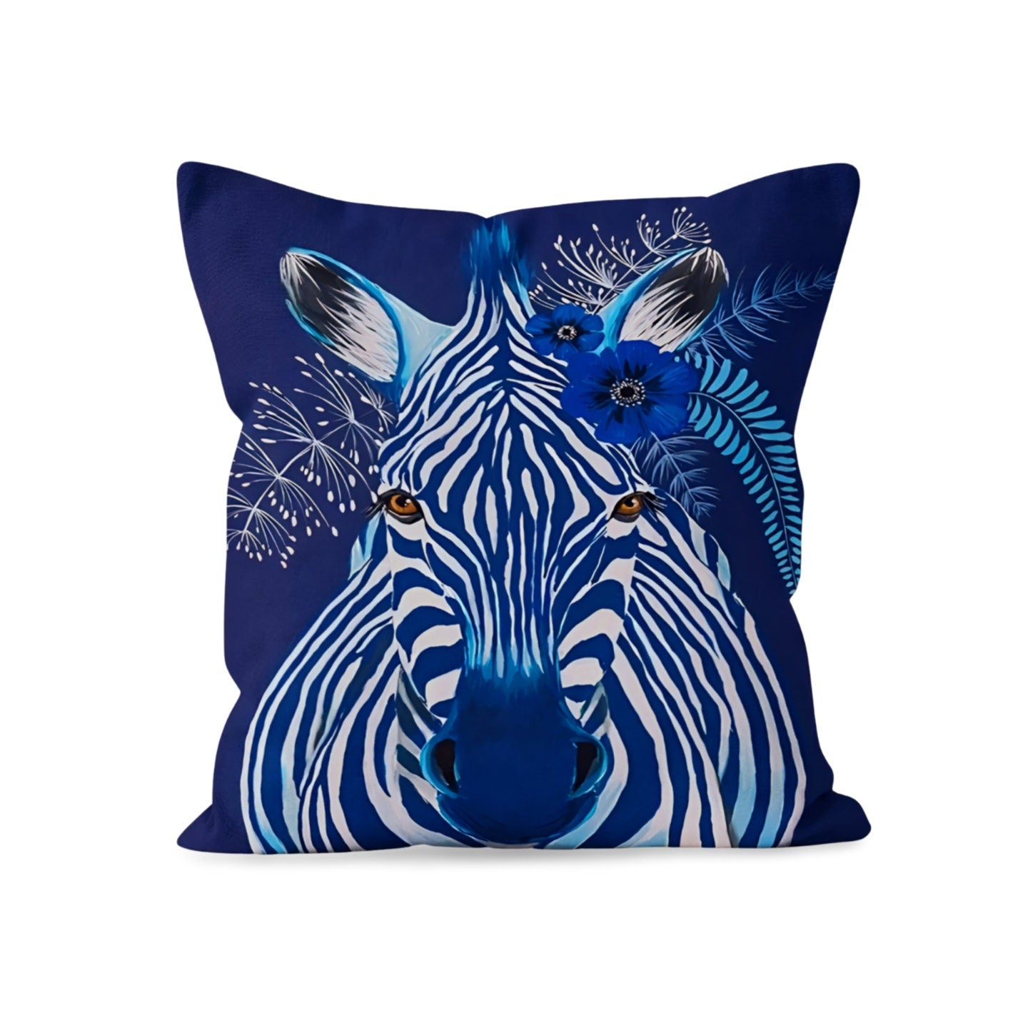 Navy Blue Modern Zebra Cushion Cover