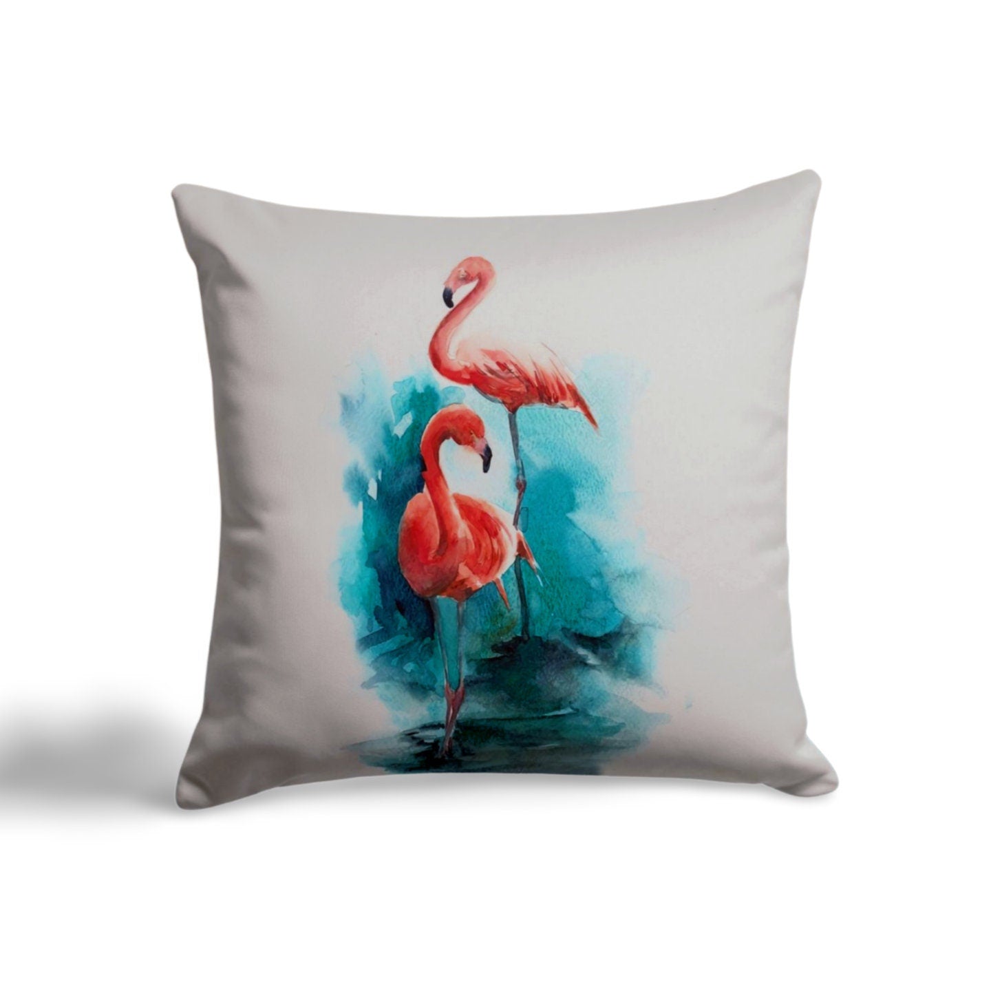 Tropical Vibes Turquoise Feather Flamingo Cushion Cover
