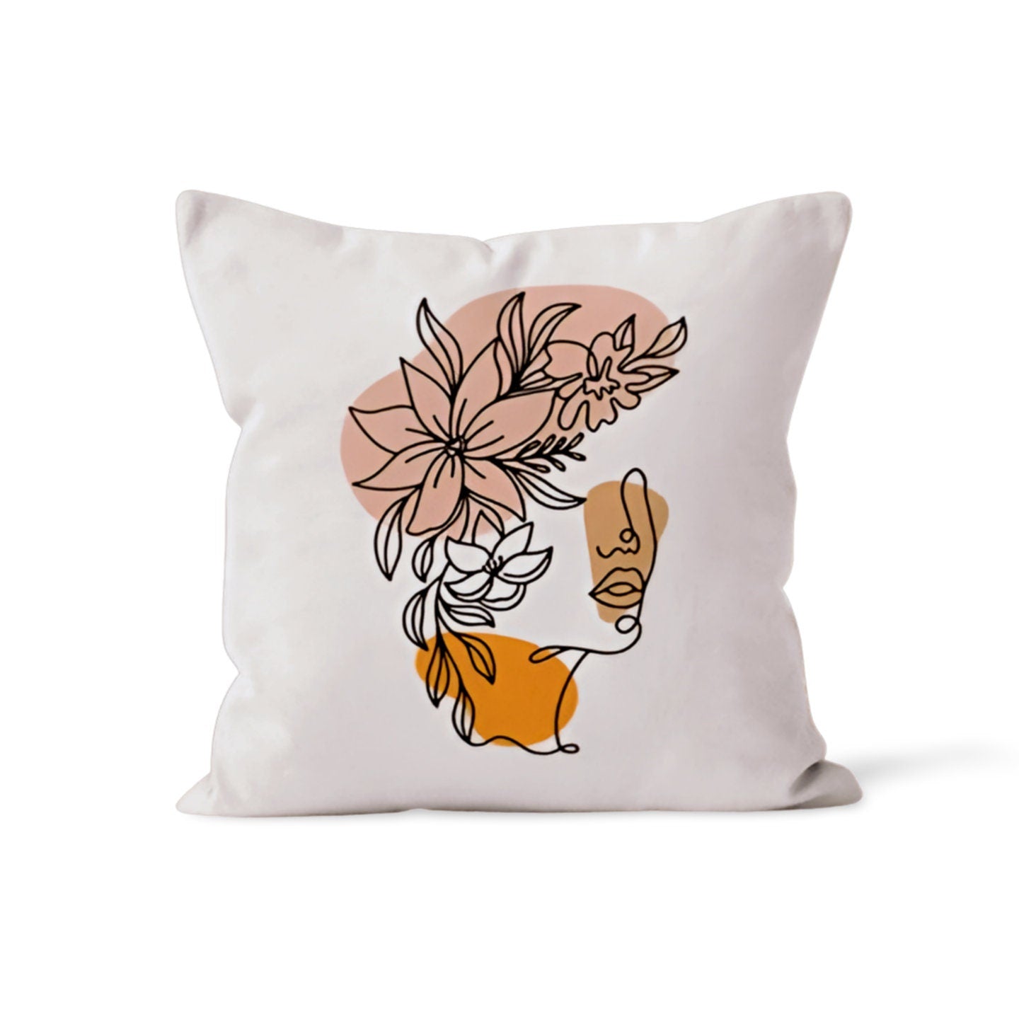 Orange Artistic Floral Face Cushion Cover