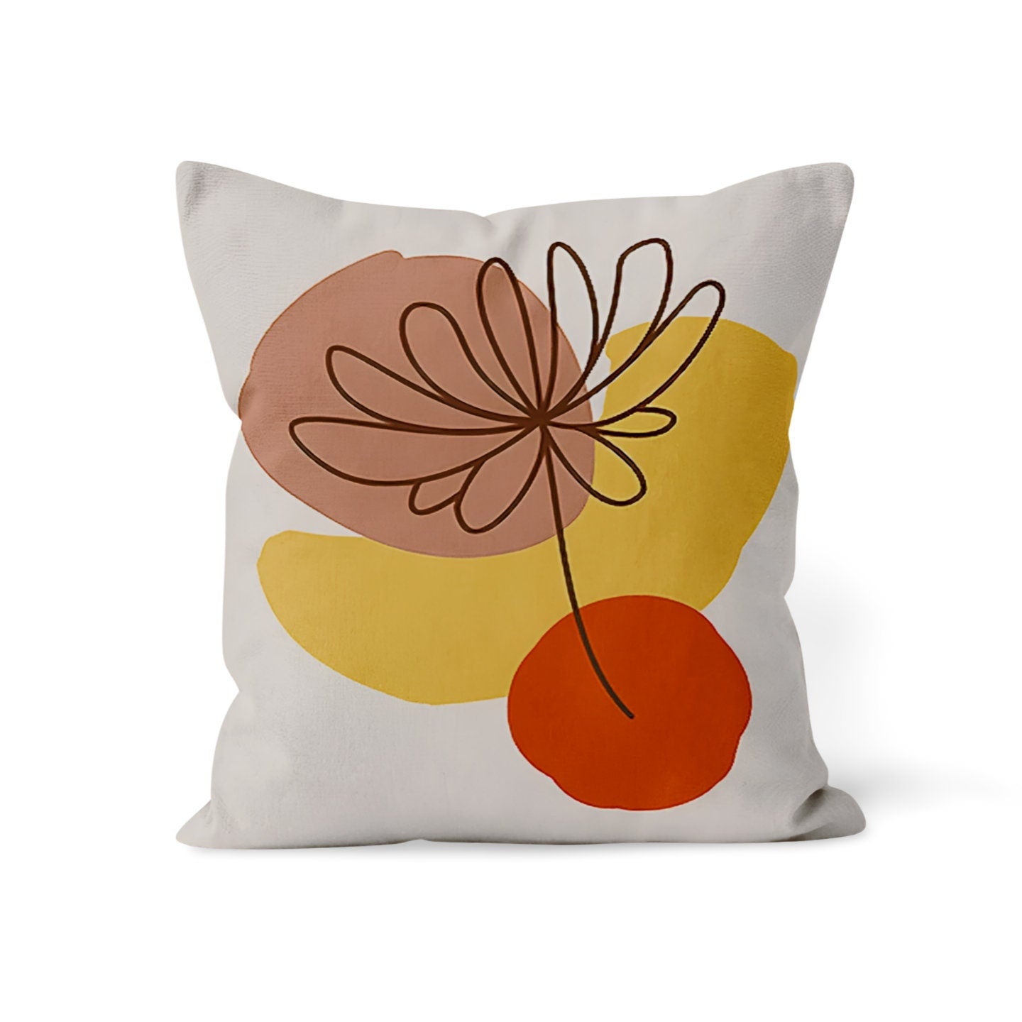 Orange Artistic Floral Face Cushion Cover