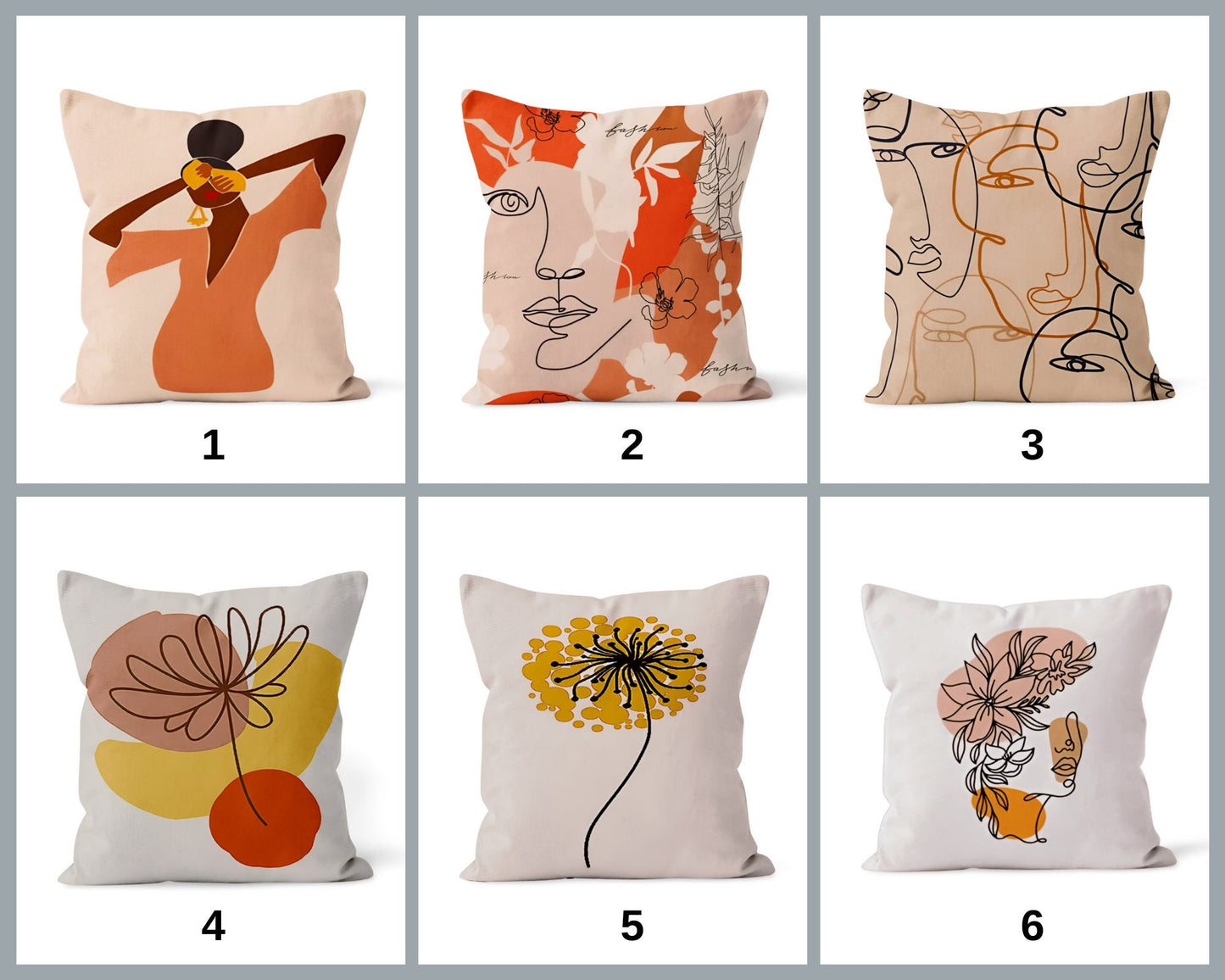 Orange Artistic Floral Face Cushion Cover