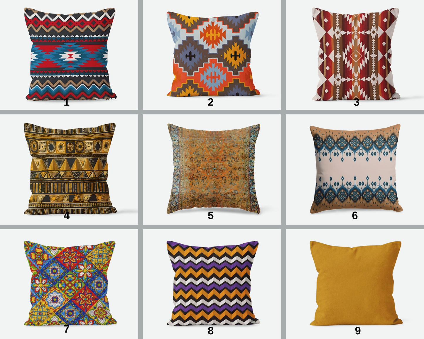 Southwestern Turkish Rug Kilim Pattern Printed Cushion Cover