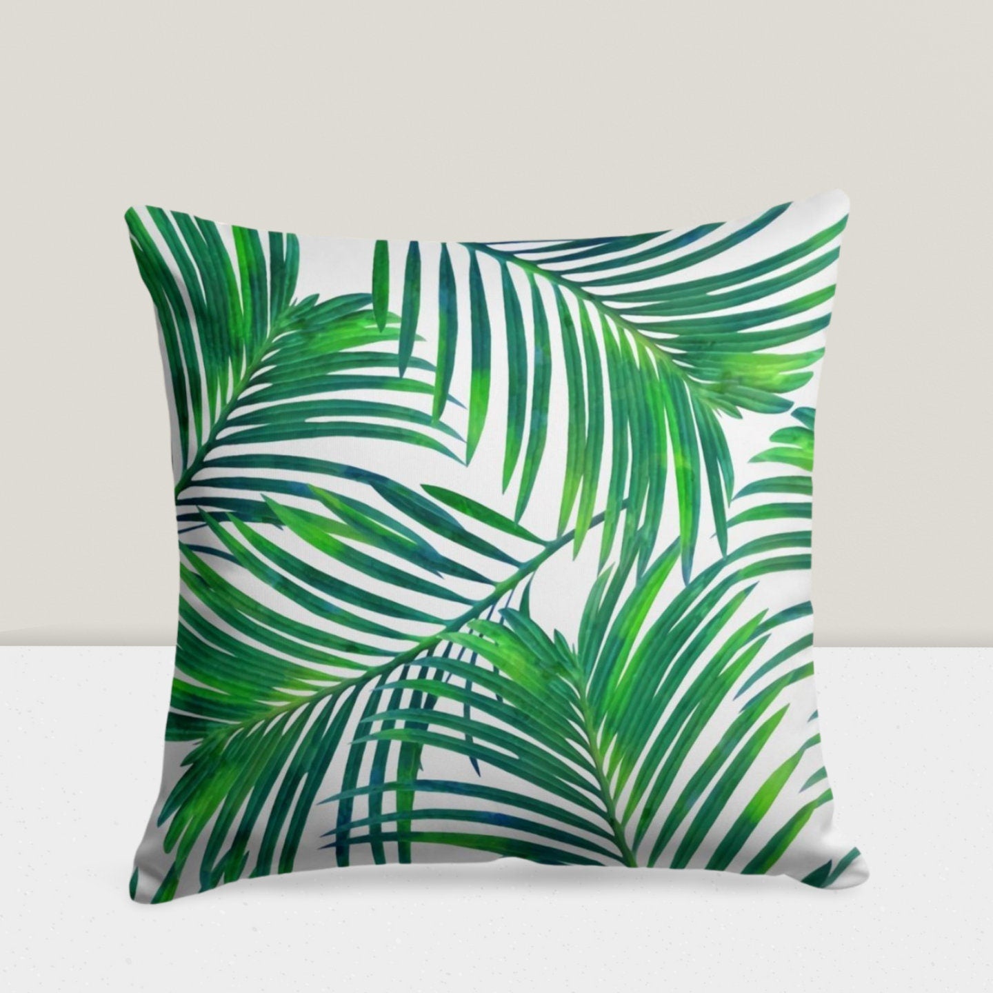 Monstera Green Palm Leaves Tropical Cushion Cover