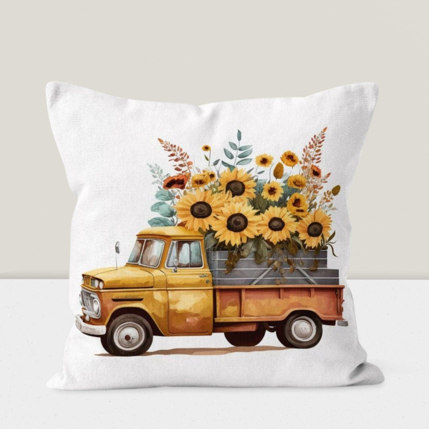 Sunflower Farmhouse Decor Cushion Cover