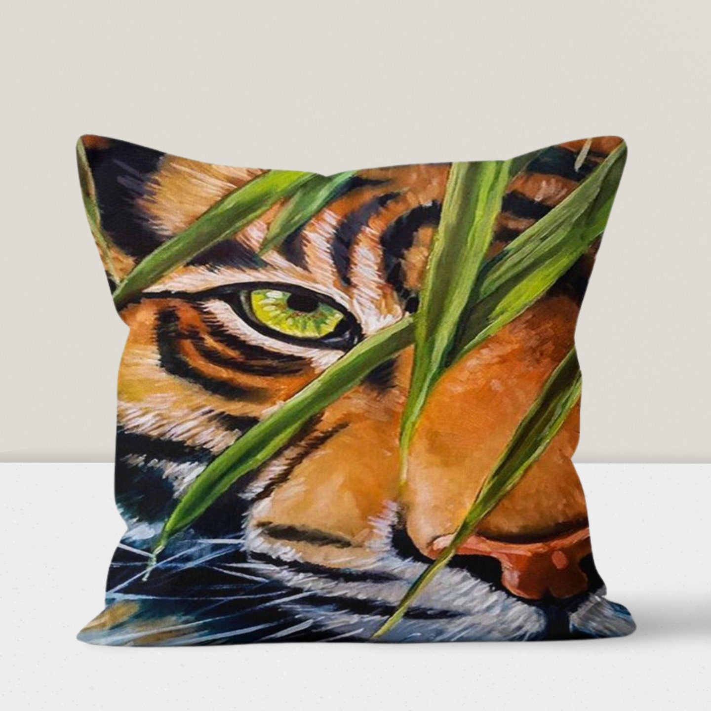 Bengal Tiger Cushion Cover Jungle Animal Print Tropical Home Decor