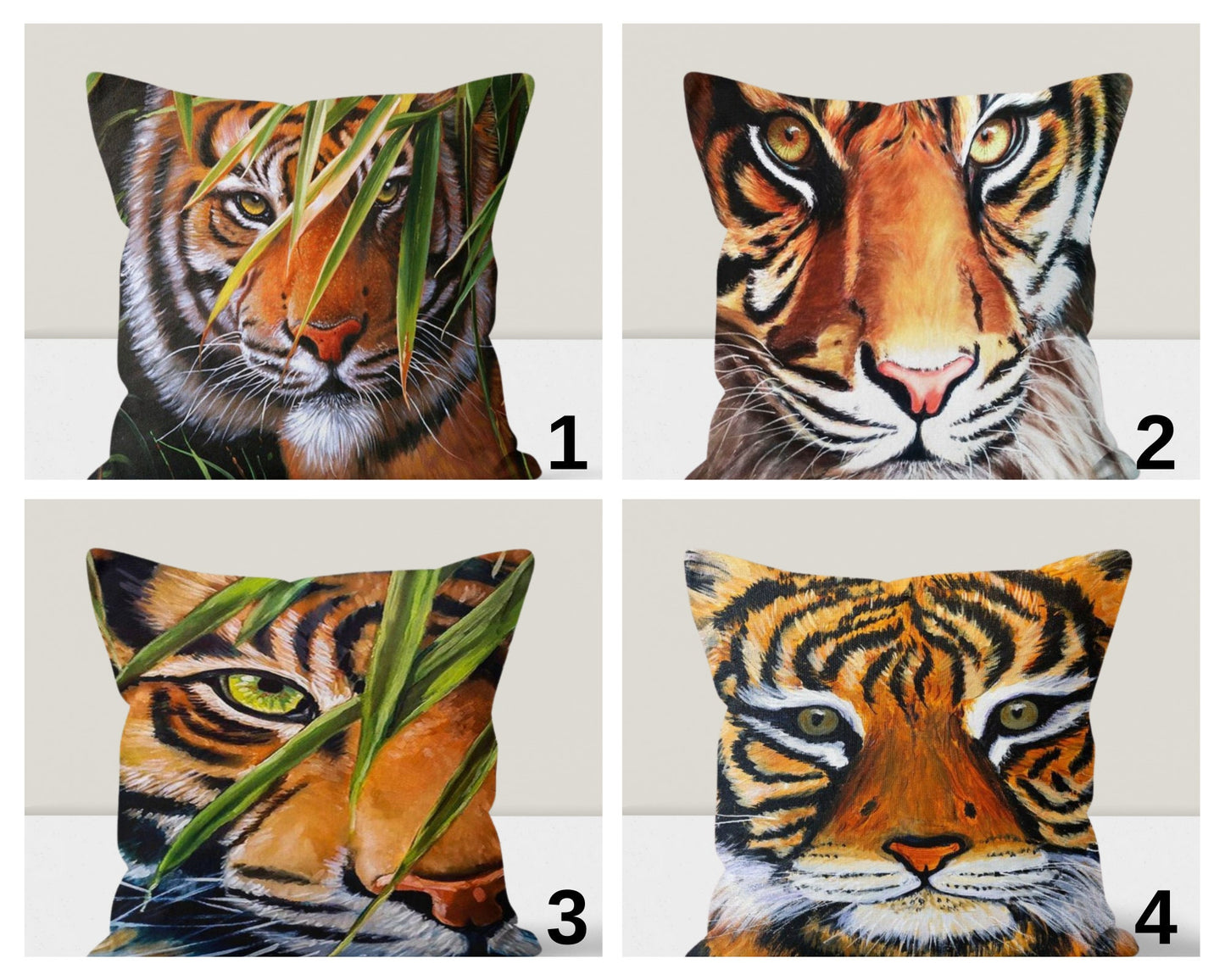 Bengal Tiger Cushion Cover Jungle Animal Print Tropical Home Decor